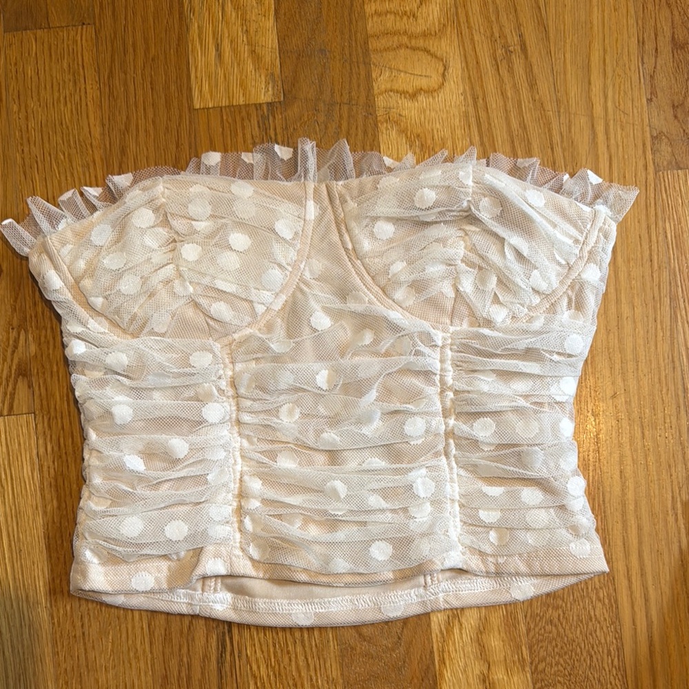Lulu's White Ruched Bustier Bodysuit